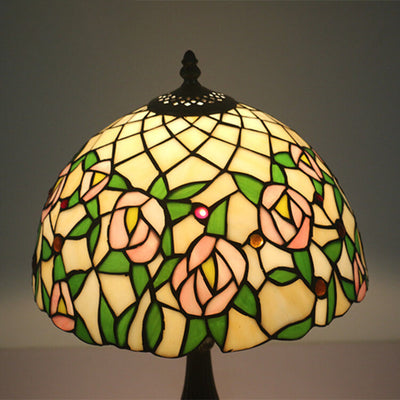 European Vintage Tiffany Resin Zinc Alloy Glass 1-Light Table Lamp