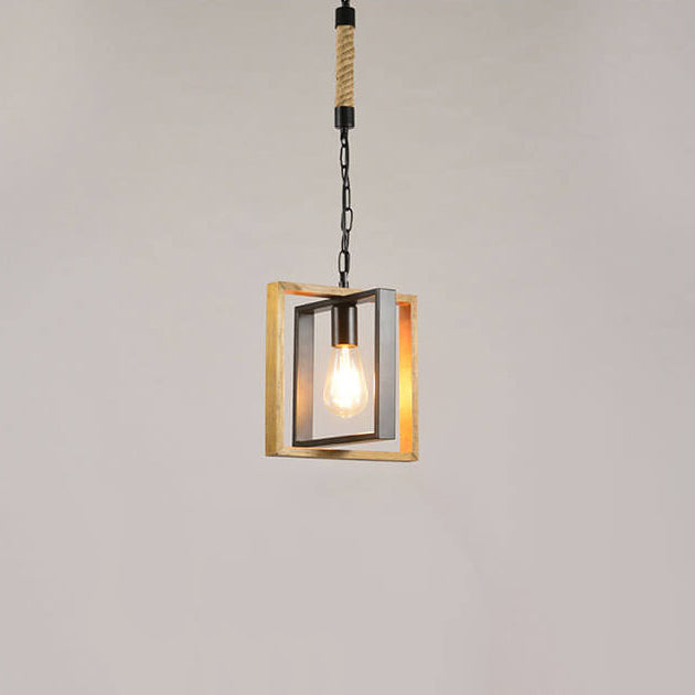 Modern Vintage Industrial Rectangular Twine Iron 1-Light Pendant Light