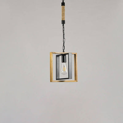 Modern Vintage Industrial Rectangular Twine Iron 1-Light Pendant Light