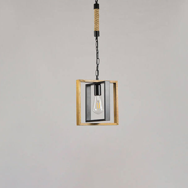 Modern Vintage Industrial Rectangular Twine Iron 1-Light Pendant Light