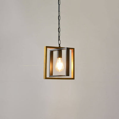 Modern Vintage Industrial Rectangular Twine Iron 1-Light Pendant Light