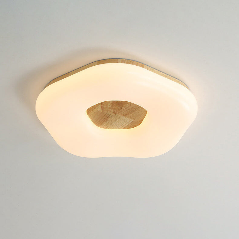 Nordic Minimalist Flower Solid Wood Acrylic LED Flush Mount Light