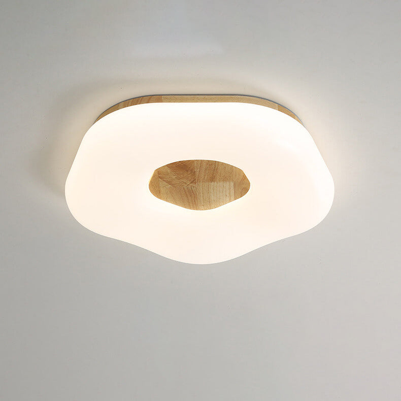 Nordic Minimalist Flower Solid Wood Acrylic LED Flush Mount Light