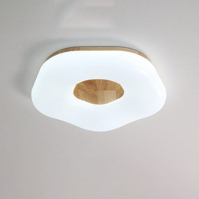 Nordic Minimalist Flower Solid Wood Acrylic LED Flush Mount Light