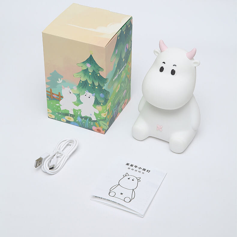 Modern Creative Cute Cow Silicone USB Rechargeable Pat Night Light Table Lamp