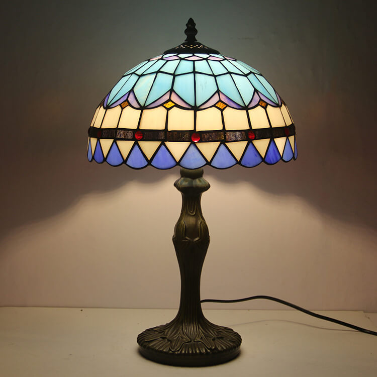 Europäische Vintage Tiffany Harzlegierung Glas 1-Licht Tischlampe 