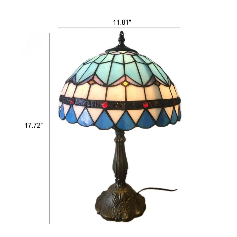 European Vintage Tiffany Resin Alloy Glass 1-Light Table Lamp