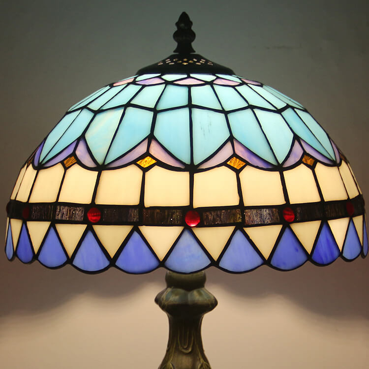 European Vintage Tiffany Resin Alloy Glass 1-Light Table Lamp