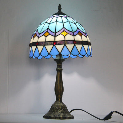 European Vintage Tiffany Resin Alloy Glass 1-Light Table Lamp