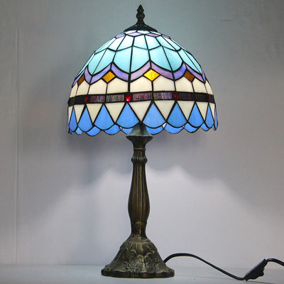 European Vintage Tiffany Resin Alloy Glass 1-Light Table Lamp