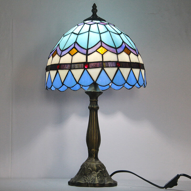 European Vintage Tiffany Resin Alloy Glass 1-Light Table Lamp