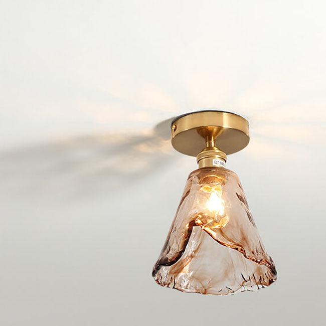 Plafonnier moderne en verre ambre japonais multi-style à 1 lumière 