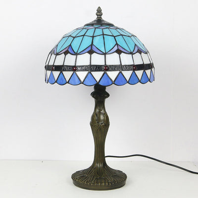 European Vintage Tiffany Resin Alloy Glass 1-Light Table Lamp