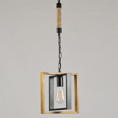 Modern Vintage Industrial Rectangular Twine Iron 1-Light Pendant Light