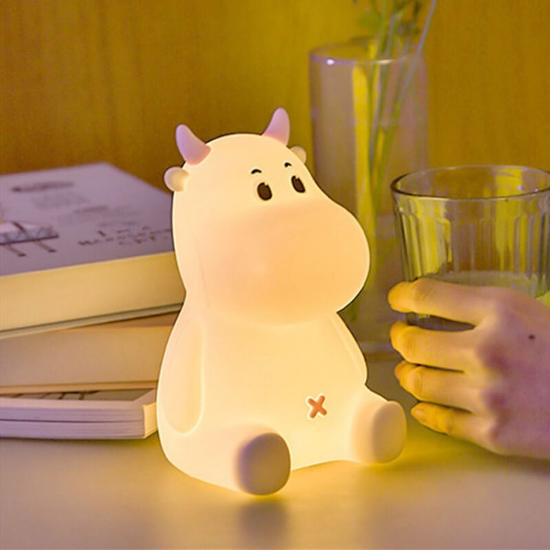 Modern Creative Cute Cow Silicone USB Rechargeable Pat Night Light Table Lamp