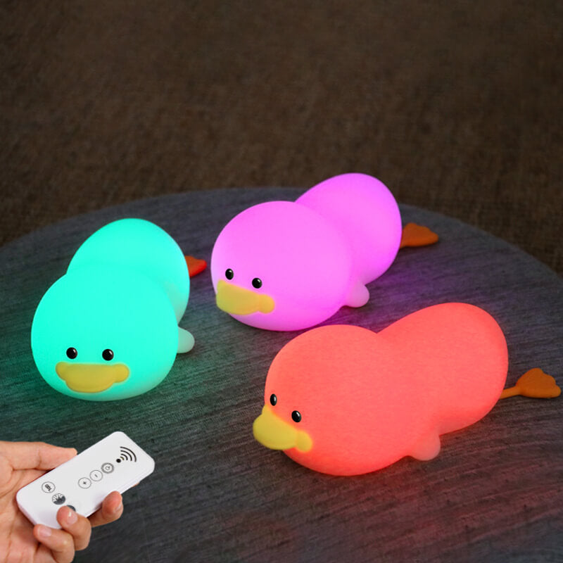 Modern Creative Cute Duck Silicone USB Rechargeable LED Pat Night Light Table Lamp