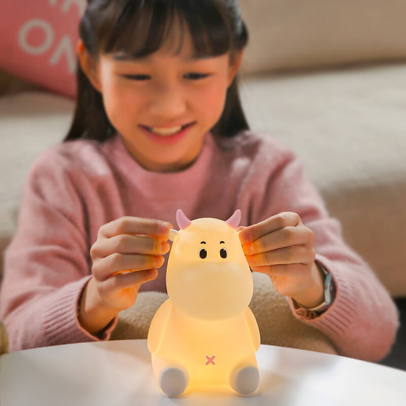 Modern Creative Cute Cow Silicone USB Rechargeable Pat Night Light Table Lamp