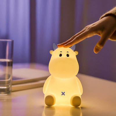 Modern Creative Cute Cow Silicone USB Rechargeable Pat Night Light Table Lamp