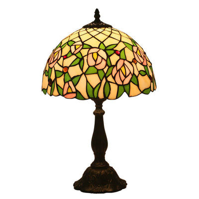 European Vintage Tiffany Resin Zinc Alloy Glass 1-Light Table Lamp