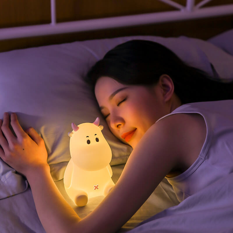 Modern Creative Cute Cow Silicone USB Rechargeable Pat Night Light Table Lamp