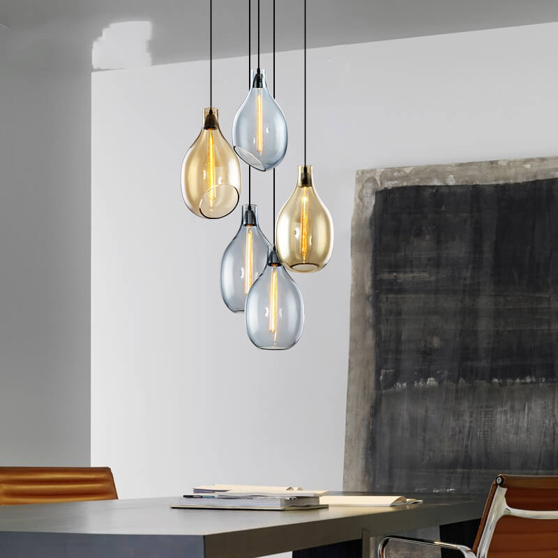 Modern Minimalist Oval Bottle Glass 1-Light Pendant Light