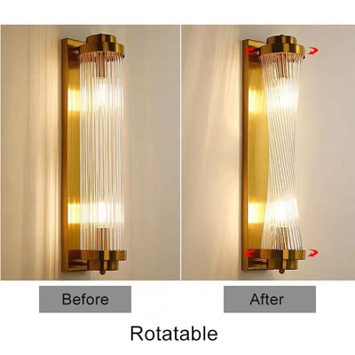 Modern Luxury Crystal Cylinder Column Rotation 2-Light  Wall Sconce Lamp