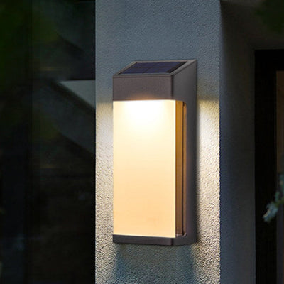 Solar Glass Shade Outdoor Waterproof LED Decorative Wall Sconce Lamp