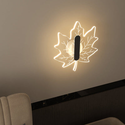 Modern Art Deco Acrylic Maple Leaf Shape LED Creative Wall Sconce Lamp