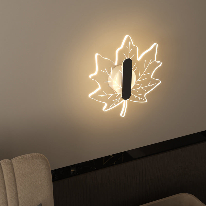 Modern Art Deco Acrylic Maple Leaf Shape LED Creative Wall Sconce Lamp