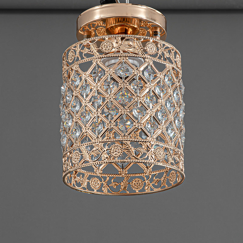 Plafonnier à 1 lumière de forme cylindrique mini en cristal moderne