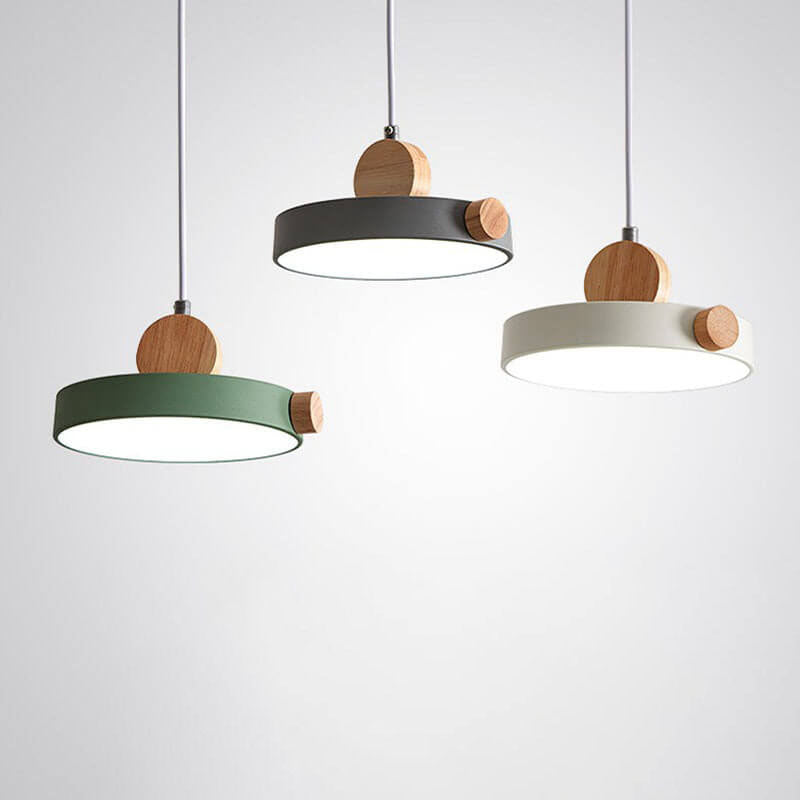 Nordic Minimalist Metal Drum Shape 1-Light LED Pendant Light