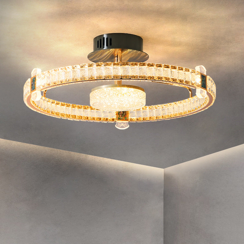 Light Luxury Minimalist Crystal Ring LED Flush Mount Light