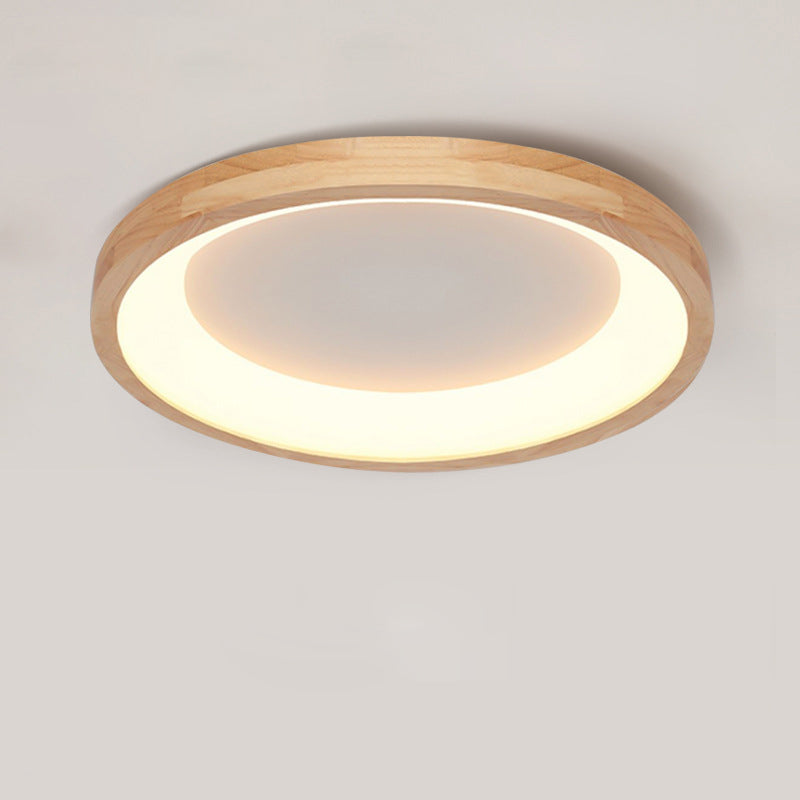 Support de lumière en bois nordique moderne, lampe LED ronde encastrée