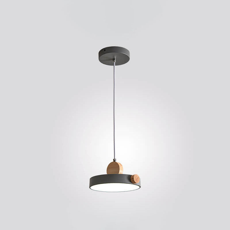 Luminaire suspendu LED à 1 lumière en forme de tambour en métal minimaliste nordique 