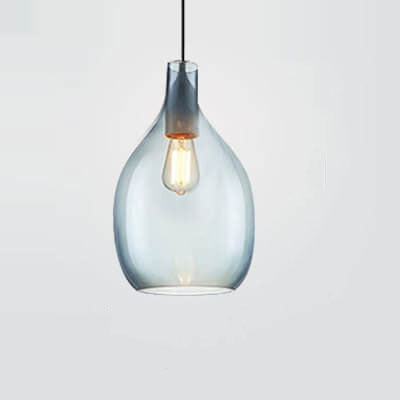 Modern Minimalist Oval Bottle Glass 1-Light Pendant Light