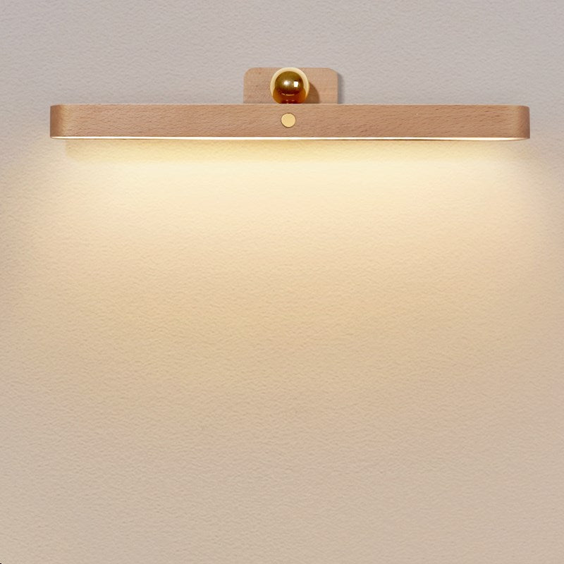 Applique murale LED USB en bois, simplicité moderne, longue barre tactile, éclairage avant pour miroir 