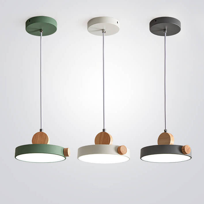 Nordic Minimalist Metal Drum Shape 1-Light LED Pendant Light