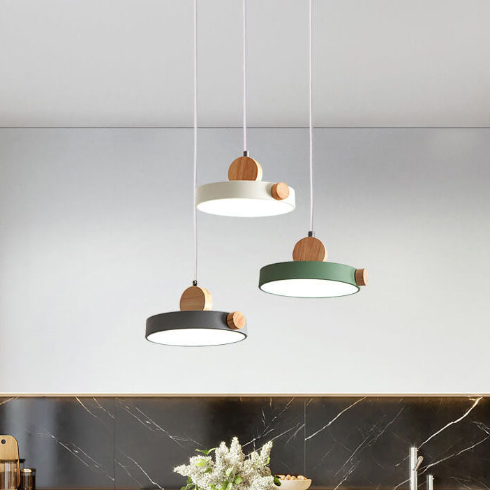 Nordic Minimalist Metal Drum Shape 1-Light LED Pendant Light