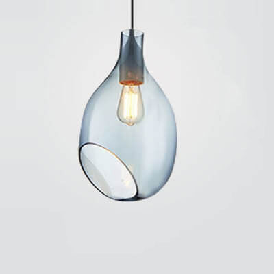 Lampe suspendue à 1 lumière en verre de bouteille ovale minimaliste moderne 