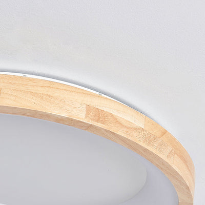 Support de lumière en bois nordique moderne, lampe LED ronde encastrée