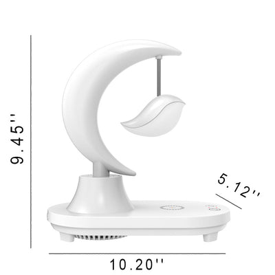 Lampe de table LED avec haut-parleur Bluetooth en forme de lune en ABS Art déco moderne 