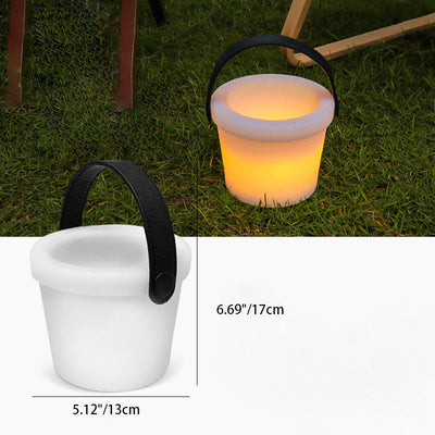 Modern Simplicity Round Bucket PE PU USB LED Outdoor Light For Outdoor Patio