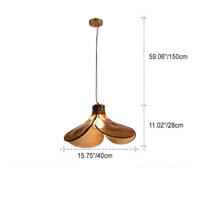 Contemporary Retro Clover Copper Glass 1-Light Pendant Light For Living Room