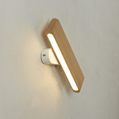 Modern Minimalist Rotatable Long Bar Wood Acrylic LED Wall Sconce Lamp