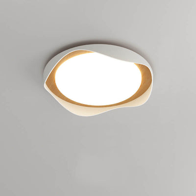 Modern Creative Round Ripple Pure White Iron Acrylic LED Flush Mount Light