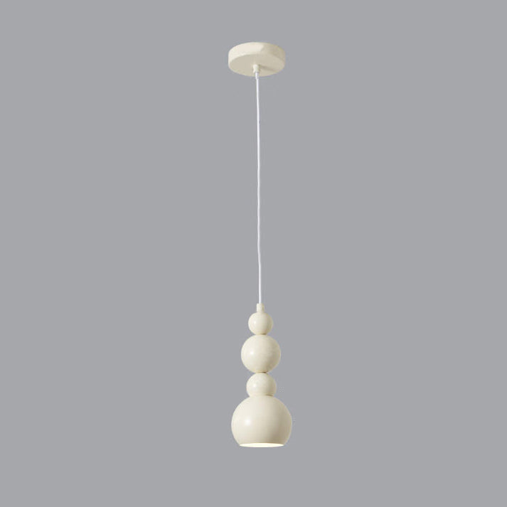 Nordic Cream Gourd Round Bead Iron 1-Light Pendant Light