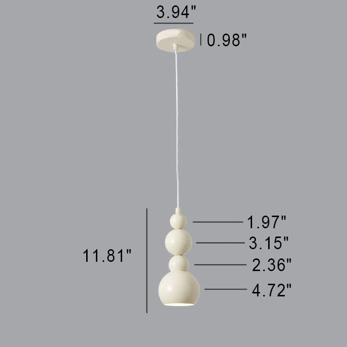 Lampe suspendue à 1 lumière en fer à perles rondes Nordic Cream Gourd 