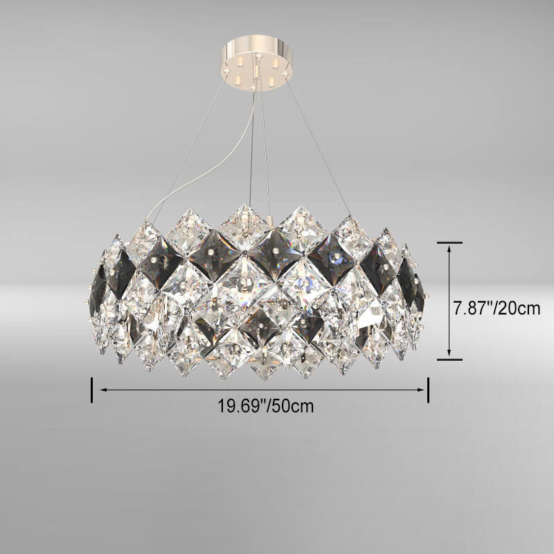 Modern Luxury Dazzling Crystal Chunk Circle Ring 6/8-Light Chandelier For Living Room