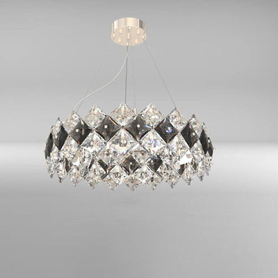 Modern Luxury Dazzling Crystal Chunk Circle Ring 6/8-Light Chandelier For Living Room