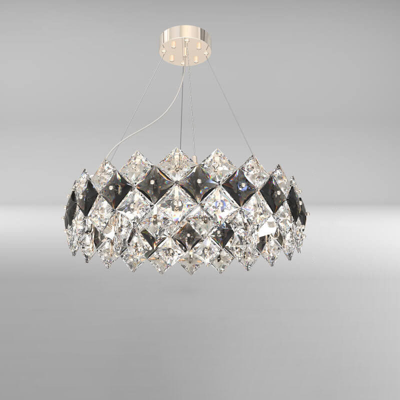 Lustre moderne à 6/8 lumières avec anneau circulaire en cristal éblouissant de luxe pour le salon 